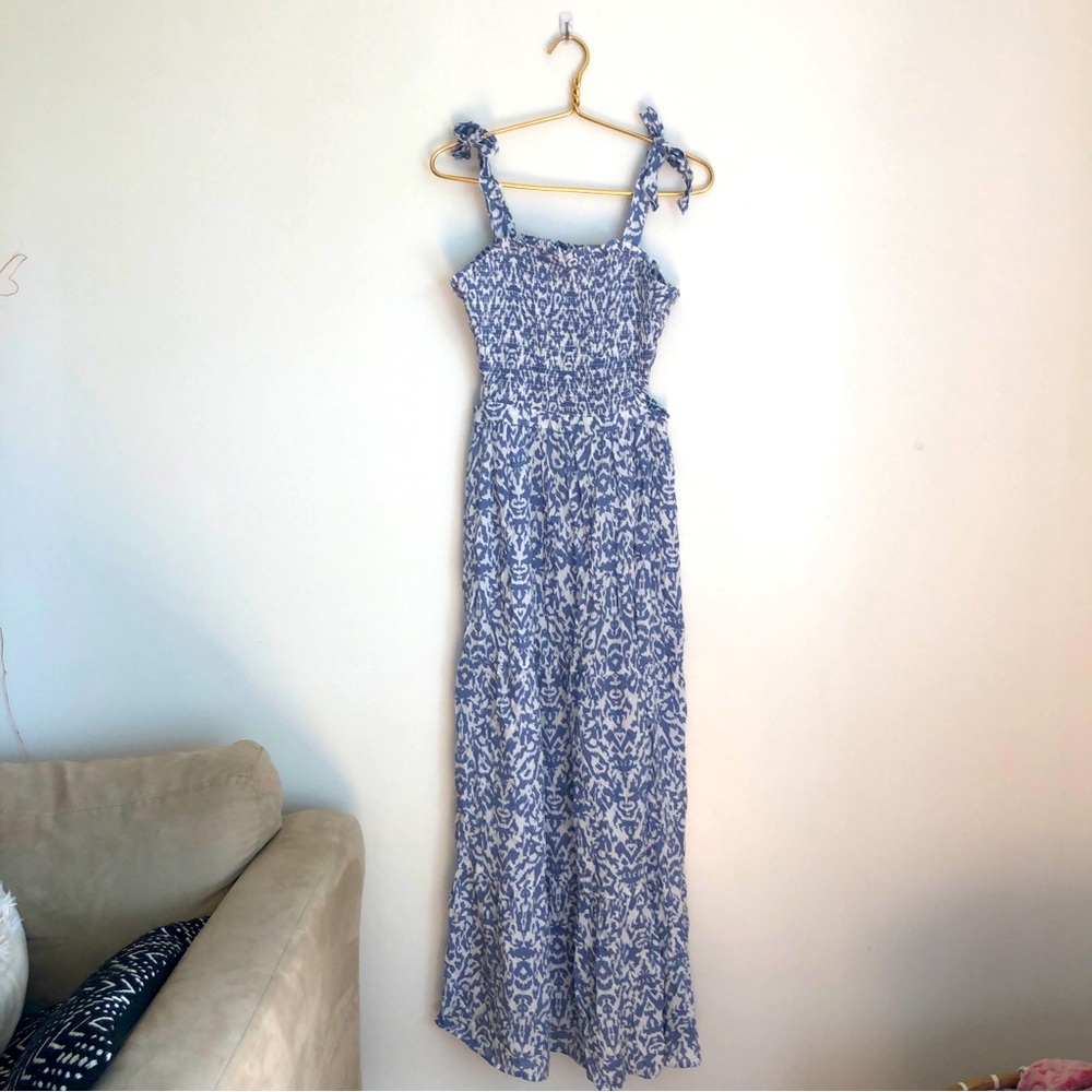 Blue & White Flowy Maxi Dress